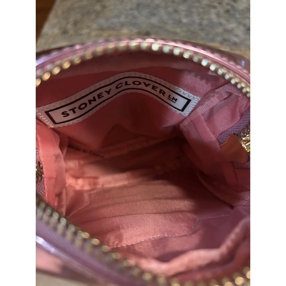 Stoney Clover Lane‎ OG Pink Chrome Mini Pouch with Jetsetter Patch